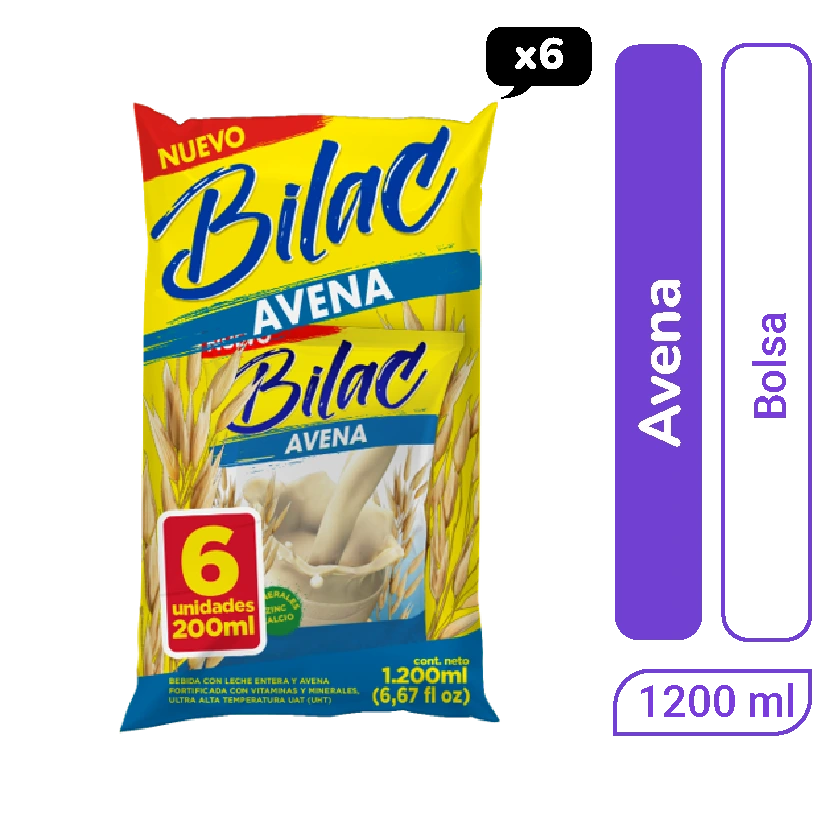 Avena Bilac 200 ml Bolsa x 6 und