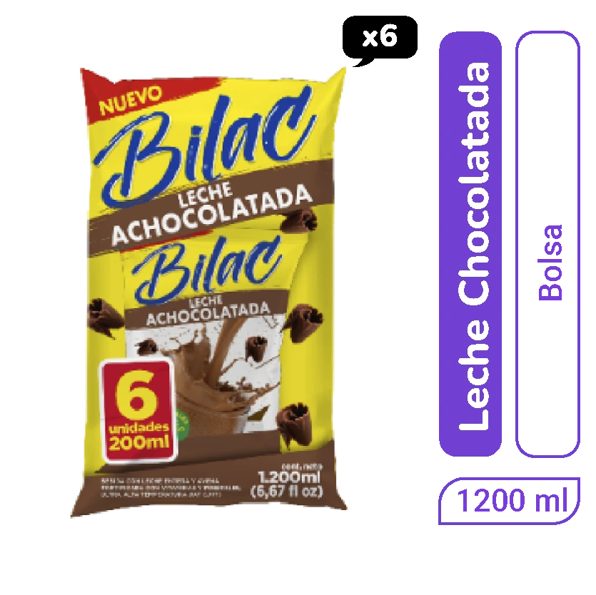 Leche Achocolatada Bilac 200 ml Bolsa x 6 und