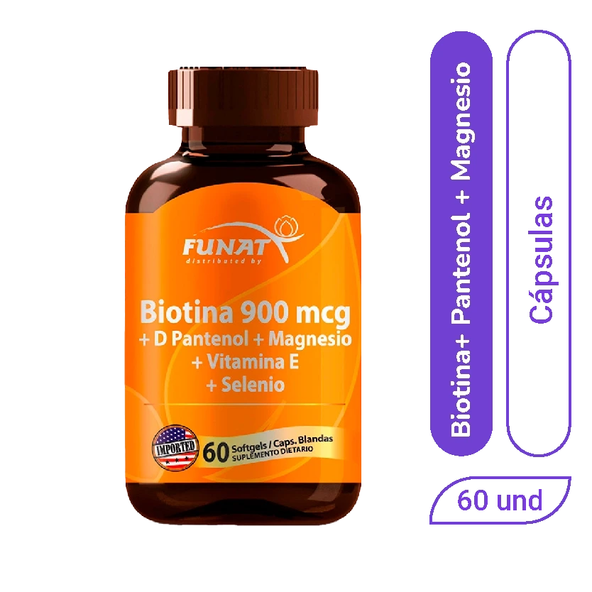 Biotina + D Pantenol Funat frasco 60 Cap x 1 und 