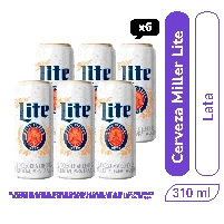 Cerveza Miller Lite lata 310 ml x 6 und