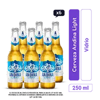 Cerveza Andina light botella 250 ml x 6und
