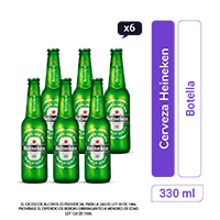 Cerveza Heineken botella 330 ml x 6 und