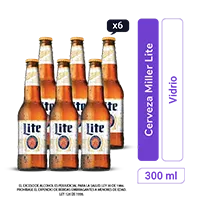 Cerveza Miller Lite botella 300 ml x 6 und