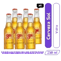 Cerveza Sol botella 250 ml x 6 und