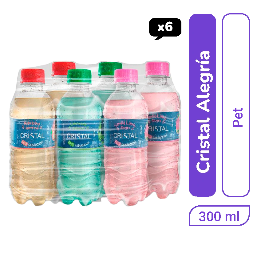 Agua Cristal Surtido pet 300 ml x 6 und