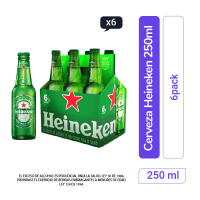 Cerveza Heineken botella 250 ml x 6 und