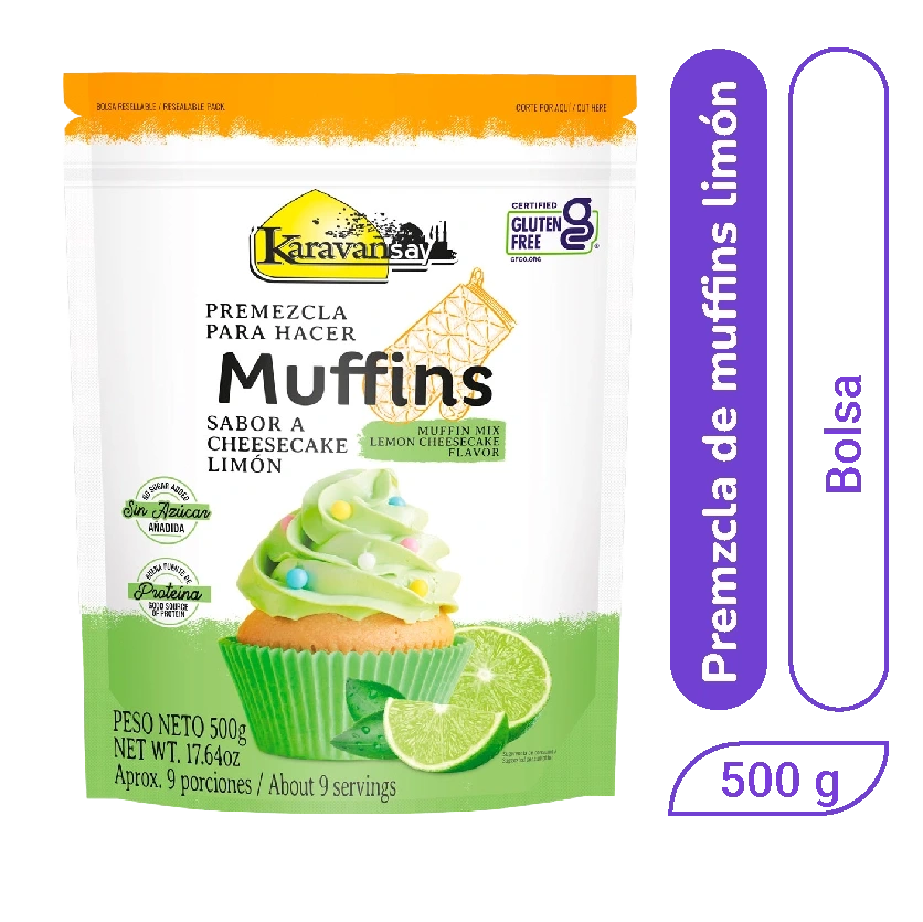 Premezcla Muffins Karavansay sabor Cheescake Limón 500 gr x 1 und