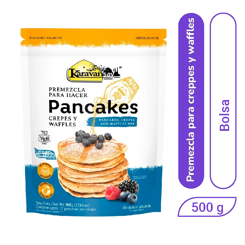 Premezcla Pancakes, Crepes y Waffles Karavansay sabor Natural 500 gr x 1 und