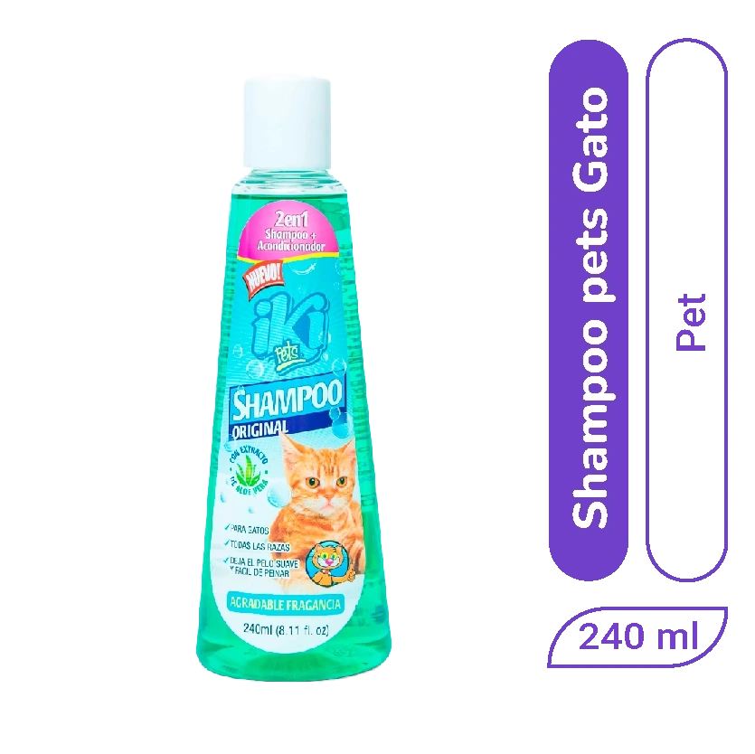 Shampoo IkiPets 2 en 1 Gatos 240 ml x 1 und