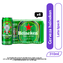 Cerveza Heineken lata 310 ml x 6 und