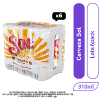 Cerveza Sol lata 310 ml x 6 und