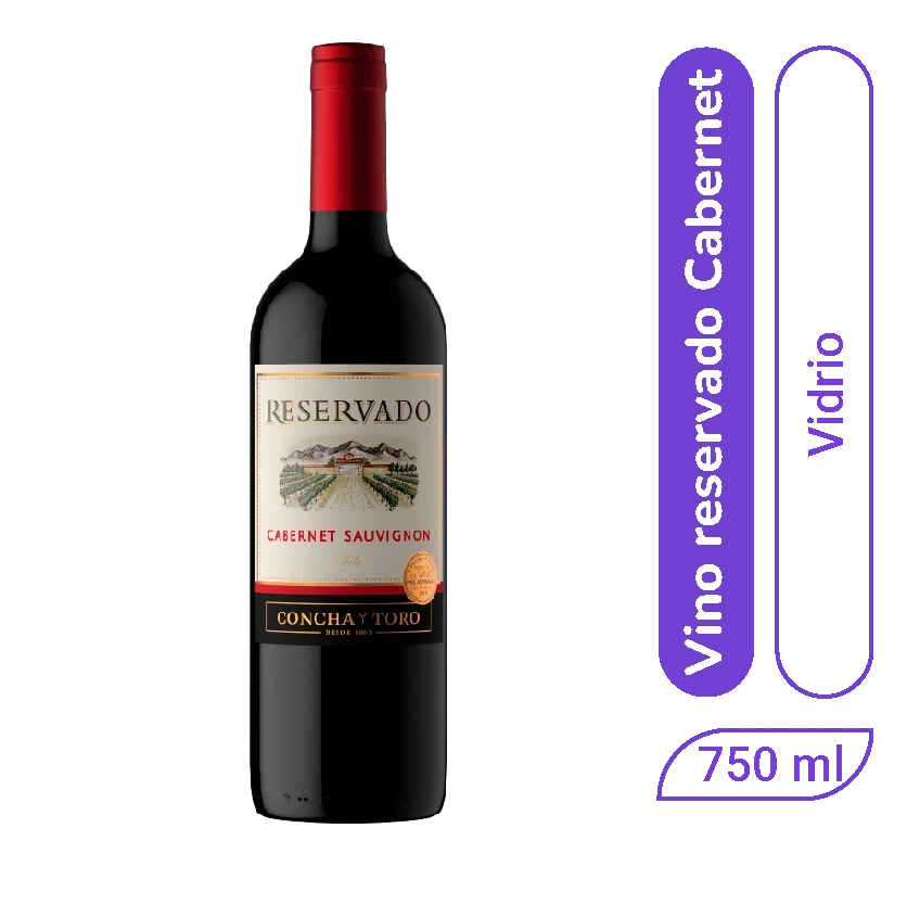 Vino Tinto Cabernet Sauvignon Reservado Concha y Toro 750 ml x 1 und