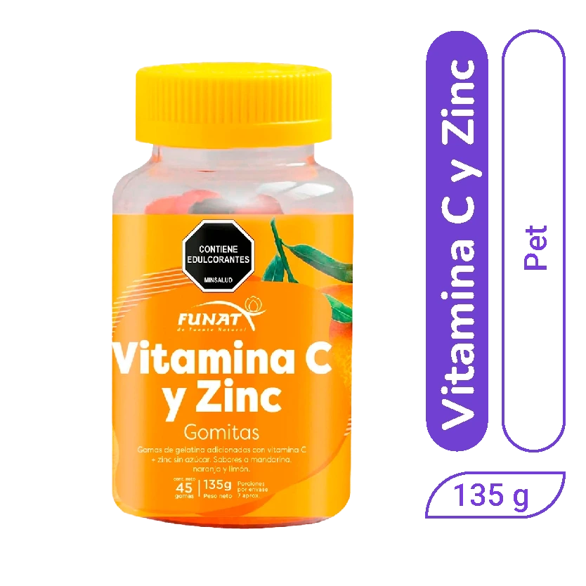 Gomitas Vitamina C + Zinc Funat frasco 45 gomas x 1 und