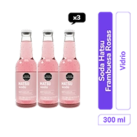 Soda Hatsu Frambuesa y Rosas vidrio 300 ml x 3 und